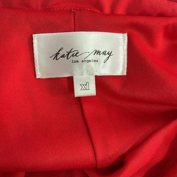 Katie May Lolita Cowl Neck Crystal Embellished Cherry Red Maxi Gown Size XL - Picture 12 of 13
